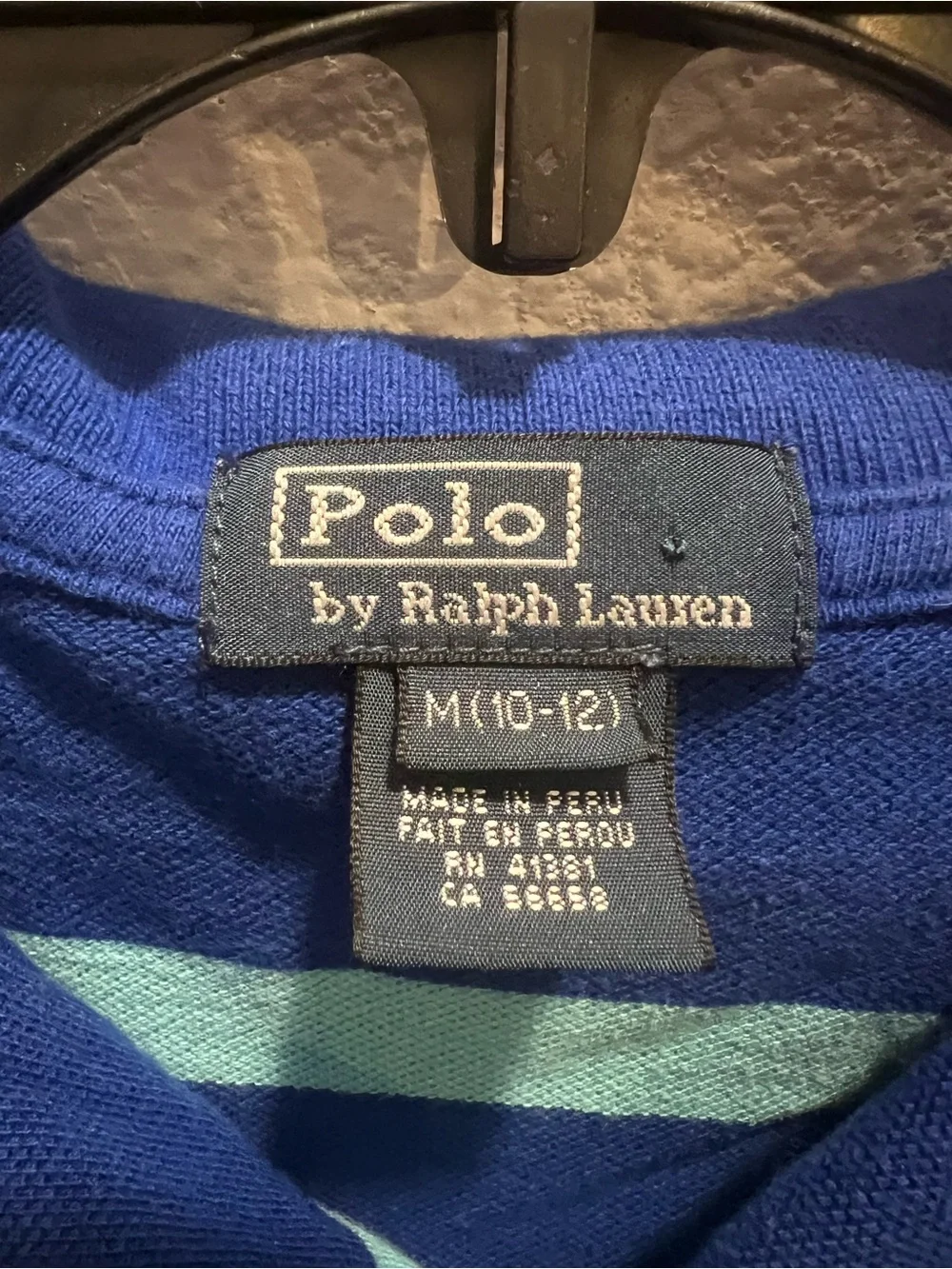 Ralph Lauren Blue & Mint Stripe Polo with Red Pony Embroidery